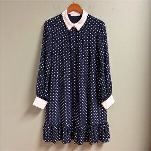 Tory Burch Cora Dress Classic Dot Size 14 Silk Scalloped Kate Middleton Style
